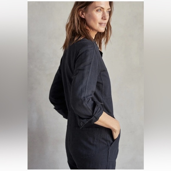 Outerknown SEA suit black utility jumpsuit linen blend size Medium NWT - Picture 5 of 14